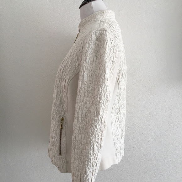 Chico’s Sweater Jacket White Full Zip Size 1 - Picture 4 of 6